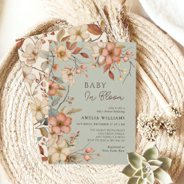 Boho Sage Green Wildblume Floral Baby Dusche Einladung