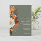 Boho Sage Green Wildblume Floral Hochzeit im Herbs Einladung (Stehend Vorderseite)