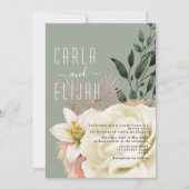 Boho Sage Green Wildblume Wedding Einladung (Vorderseite)