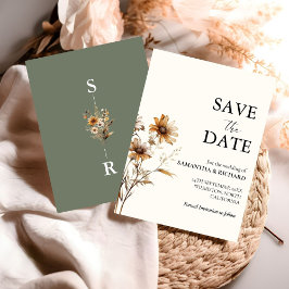 Boho Sage Green Wildblume Wedding Save the Date Einladung