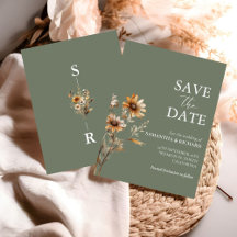 Boho Sage Green Wildblume Wedding Save the Date