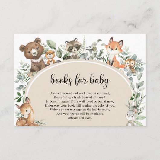 Boho Sage Green Woodland Animes Books for Baby Begleitkarte (Vorderseite)