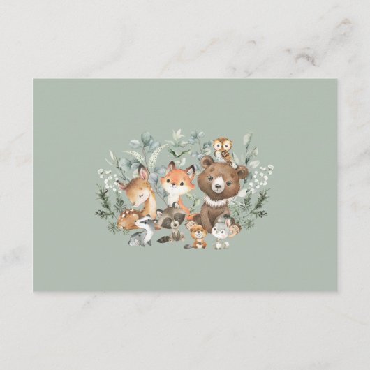 Boho Sage Green Woodland Animes Books for Baby Begleitkarte (Rückseite)