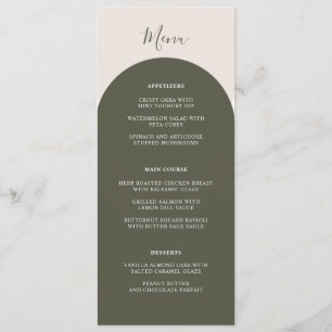 Boho Sage Grün Bögen Retro Hochzeitsdinner Menükarte