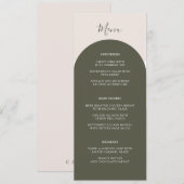 Boho Sage Grün Bögen Retro Hochzeitsdinner Menükarte (Vorne/Hinten)