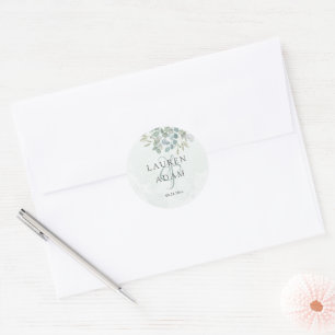 Boho-Sage-Grün-Eukalyptus-Aquarell-Hochzeit Runder Aufkleber