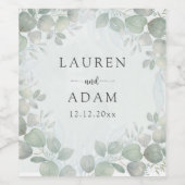 Boho-Sage-Grün-Eukalyptus-Monogramm-Hochzeit Weinetikett (Einzelnes Label)