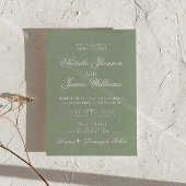 Boho Sage Grün Moderner QR-Code Foto-Hochzeit Einladung