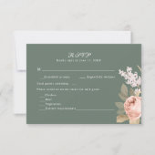Boho Sage Grün Pfingstrosen Hochzeit RSVP Karte (Vorderseite)