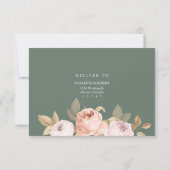 Boho Sage Grün Pfingstrosen Hochzeit RSVP Karte (Rückseite)