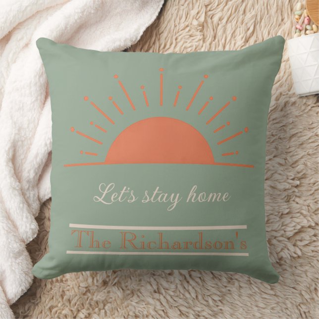 Boho Sage Let's Stay Home Pillow Sunrise Design  Kissen (Decke)