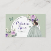 Boho Sage Lila Princess Quinceañera Floral Platzkarte (Rückseite)