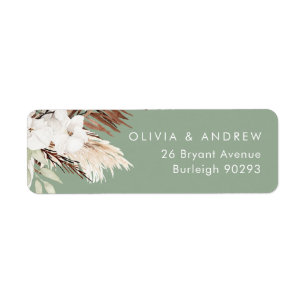 Boho Sage Modern Floral Wedding Rücksendeadresse