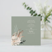 Boho Sage Pampas Grass Brautparty Square Einladung (Stehend Vorderseite)