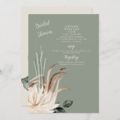 Boho Sage Pampas Grass Bridal Dusche Einladung (Vorne/Hinten)