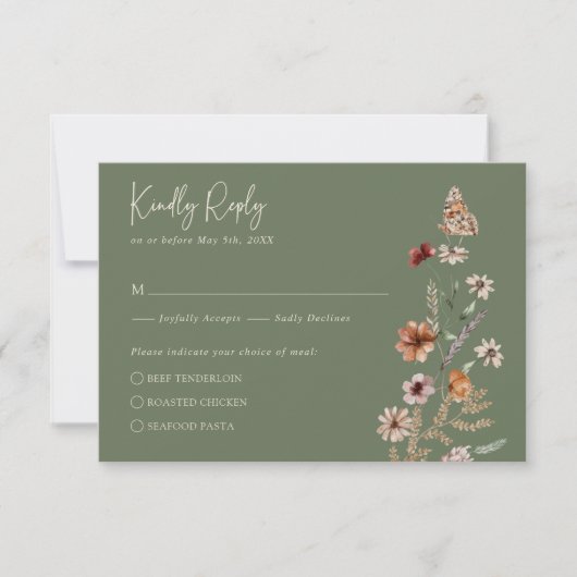 Boho Sage RSVP-Karte RSVP Karte (Vorderseite)