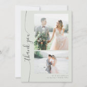 Boho Sage Script Mehrere Fotos Hochzeit Dankeskarte (Vorderseite)