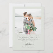 Boho Sage Script Mehrere Fotos Hochzeit Dankeskarte (Rückseite)