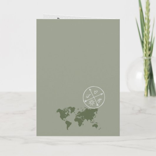 Boho Sage Wedding Destination Passport Karte QR Co (Rückseite)