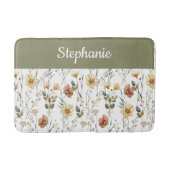 Boho-Sagegrün-Aquarell-Wildblumen-Monogramm Badematte (Vorderseite)