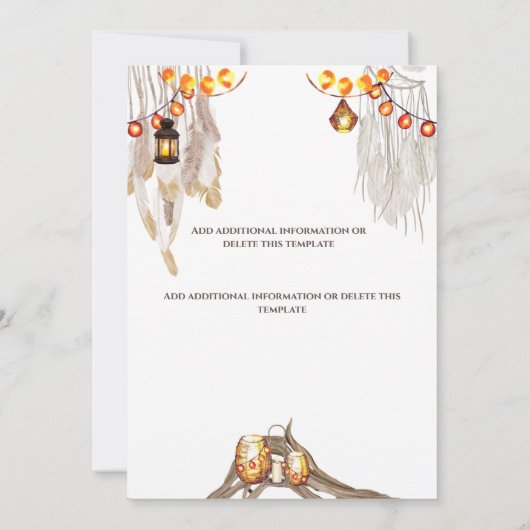 Boho Saitenlichter Makrame Federn kuchenchic Save The Date (Rückseite)