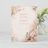Boho Sakura Rustikale Hochzeitsblumen Einladung (Stehend Vorderseite)