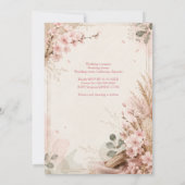 Boho Sakura Rustikale Hochzeitsblumen Einladung (Rückseite)