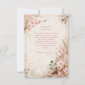 Boho Sakura Rustikale Hochzeitsblüten Dankeskarte (Rückseite)