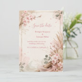 Boho Sakura Rustikale Hochzeitsblüten Einladung (Stehend Vorderseite)
