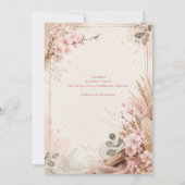 Boho Sakura Rustikale Hochzeitsblüten Einladung (Rückseite)