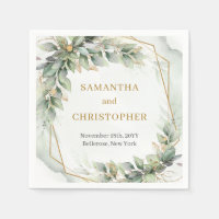 Boho Salbei Blätter und Glitzer Hochzeitsnapkins