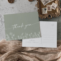 Boho Salbei Grün Wildblumen Hochzeit Danke