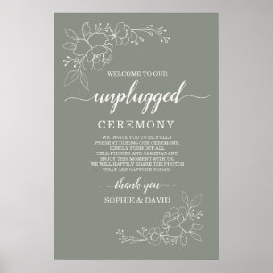 Boho Salbeigrüne Unplugged-Hochzeitszeremonie-Schi Poster