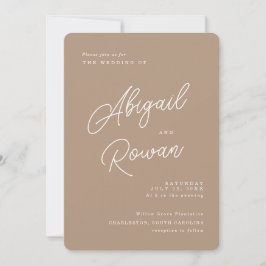 Boho-Sand-Minimalist-Schrift-Hochzeits-Einladung Einladung