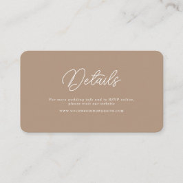 Boho-Sand-Minimalist-Schrift-Hochzeits-QR-Details Begleitkarte