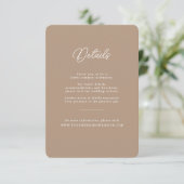 Boho-Sand-Minimalist-Script-Hochzeits-Detailskarte Begleitkarte (Stehend Vorderseite)