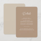 Boho-Sand-Minimalist-Script-Hochzeits-Detailskarte Begleitkarte (Vorne/Hinten)