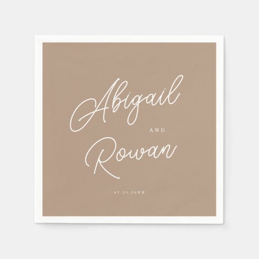 Boho-Sand-Minimalist-Script-Hochzeitsservietten Serviette (Vorderseite)