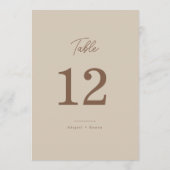 Boho-Sand-Minimalist-Script-Hochzeitstisch-Nummer Einladung (Rückseite)