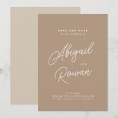Boho-Sand-Minimalist-Script-Karte zur Speicherung  Einladung (Vorne/Hinten)