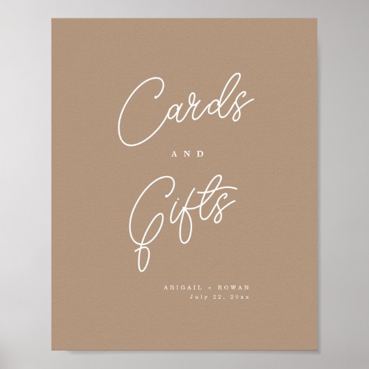 Boho-Sand-Minimalist-Script-Karten & Geschenke Sch Poster (Vorne)