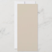 Boho-Sand-Minimalist-Script-Lange-Hochzeits-Menüka Einladung (Rückseite)