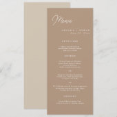 Boho-Sand-Minimalist-Script-Lange-Hochzeits-Menüka Einladung (Vorne/Hinten)