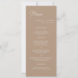 Boho-Sand-Minimalist-Script-Lange-Hochzeits-Menüka Einladung
