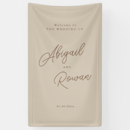 Boho-Sand-Minimalist-vertikales-Hochzeitswillkomme Banner
