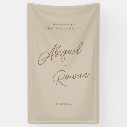Boho-Sand-Minimalist-vertikales-Hochzeitswillkomme Banner (Vertikal)
