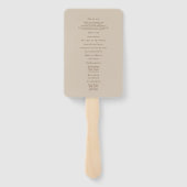 Boho-Sand-Schrift-Minimalist-Hochzeitsprogramm-Fäc Fächer (Rückseite)