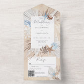 Boho Sand Tan Beach Rustikaler QR-Code All In One Einladung (Innen Boden)