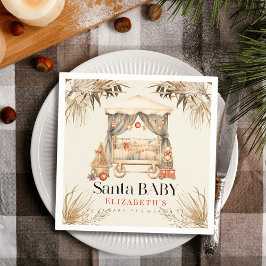 Boho Santa Baby Christmas Holiday Crib Baby Shower Serviette