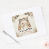 Boho Santa Baby Weihnachtskrippe Kinderdusche Quadratischer Aufkleber (Umschlag)